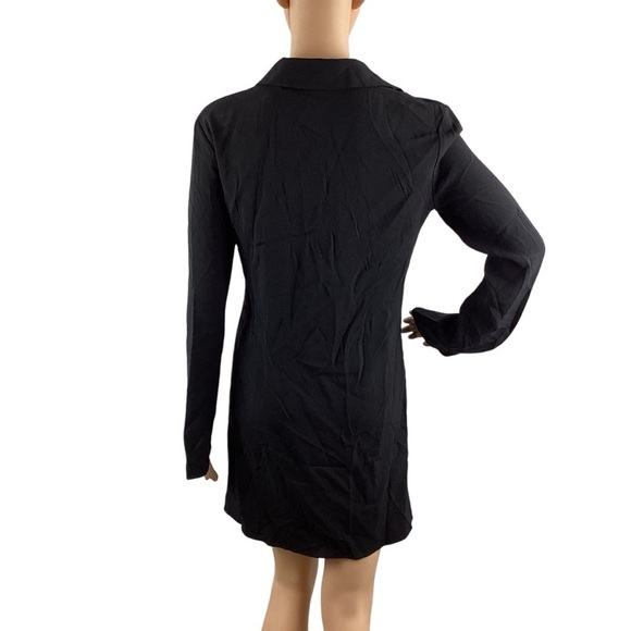 Theory Mini Dress Black Rosina Crepe 2 Long Sleeve Flared Hem Size 4 - Picture 5 of 7